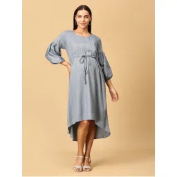 The Mom Store Arona Grey Shimmer Stripes Maternity Dress-picture-12