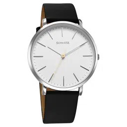 Sonata Ascent Quartz Analog White Dial Leather Strap Watch For Men-picture-19