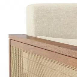 urban ladder Korai Plus Two seater sofa -Finish -Teak,Fabric - Macadamia Brown Hopsack weave image 5