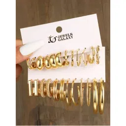 Jewels Galaxy Gold Plated Hoop Earrings (Pack of 12)-picture-33