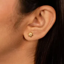 Shaya by CaratLane 925 Silver Gold Plated Floral Stud Earrings-picture-27
