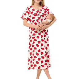 PIU Womens Knitted Cotton Maternity Nighty Red-picture-19