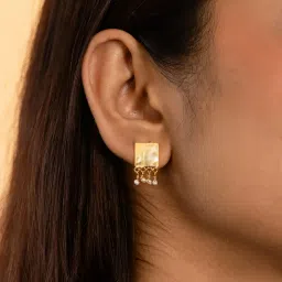 Shaya by CaratLane 925 Silver Pearl Gold Plated Drop Earrings-image-24
