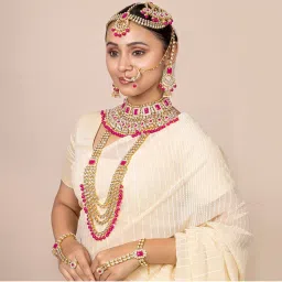 Peora Ethnic Indian Traditional Gold Plated Kundan Dulhan Bridal Jewellery Set (PF36BR02RP)-image-31