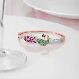 Zavya Peacock 925 Sterling Silver Bracelet In Rose Gold-picture-10