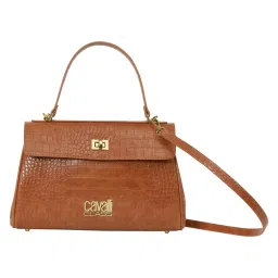 Cavalli Class Women Solid Synthetic Satchel Bag With Detachable Strap - Brown image 1