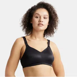 Jockey 1841 Wirefree Non Padded Soft Touch Microfiber Elastane Minimizer Bra- Black-picture-37
