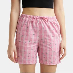 Jockey RX15 Women Super Combed Cotton Striped Shorts - Wild Rose-picture-26