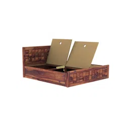 woodenmood Diamond Solid Wood King Size Box Storage Bed in Teak Finish image 2
