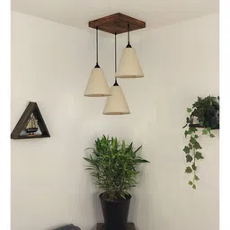 symplify Terzo Brown Solid Wood Cluster Hanging Light image 1