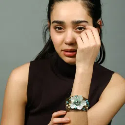 Odette White and Blue Alloy Embellished Cuff-image-68