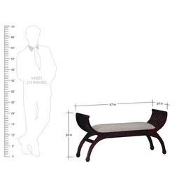 woodenmood Lenoire Solid Wood Bench in Walnut Brown Finish image 2