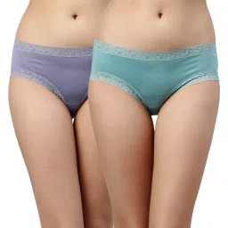 Enamor Antimicrobial And Stain Release Hipster Panty-MH20 Multi-Color(Pack of 2)Assorted pack image 1