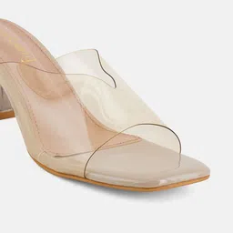 DressBerry Beige Party Block Sandals image 2