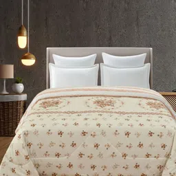 Florida Orange & White Floral Microfiber AC Room Double Bed Comforter-image-43