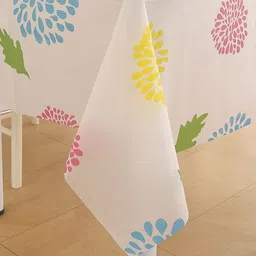 HOKIPO White & Blue Floral Printed Waterproof 6-Seater Table Cover image 2