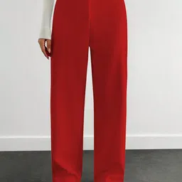 BAESD Women Relaxed Straight Leg High-Rise Trousers-image-82