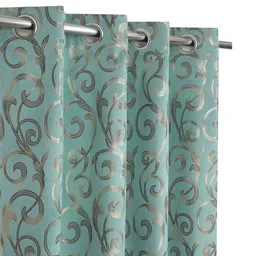 GEET CREATIONS Blue Set of 2 Floral Room Darkening Long Door Curtain-picture-21
