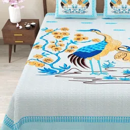 Myntra Elegant Homes Floral 180 TC King Bedsheet with 2 Pillow Covers-picture-35