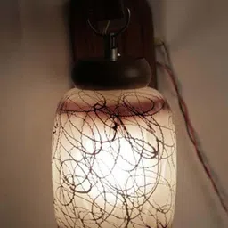 1ST TIME Brown & Brown Textured Wood Cylinder Shaped Wall Lamp image 3