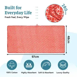 Kuber Industries Red & White 3 Pcs Printed Microfiber 280 GSM Ultra Absorbent Face Towels image 2