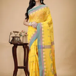 SLAGHA Woven Design Pure Cotton Taant Saree-image-73