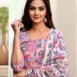 Anouk Rustic Women Floral Printed Regular Kurta with Trousers & With Dupatta-picture-0