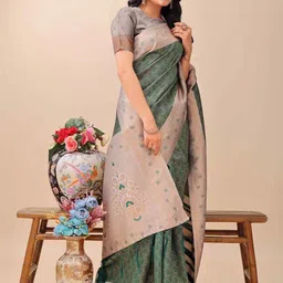 HERE&NOW Woven Design Zari Art Silk Handloom Saree image 5