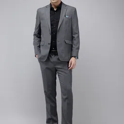 Theme Self Design Notched Lapel Single-Breasted Formal 2 Piece Suits-picture-28