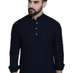 AMRIT TOP WEAR Men Shirt Collar Roll-Up Sleeves Kurta-image-34
