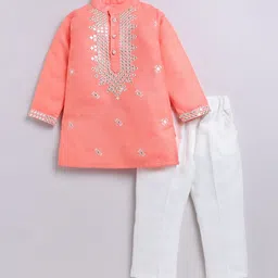 LITTLE COLLARS Boys Embroidered Regular Kurta with Pyjamas-picture-24