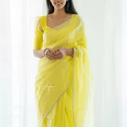 Bhagirath Fashion Linen Blend Saree image 3