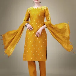 KAYOMMI Women Ethnic Motifs Embroidered Regular Thread Work Kurta with Churidar & With Dupatta-picture-22
