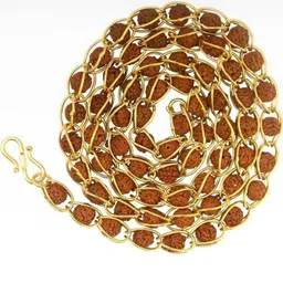 Divine souvenirs Unisex Gold-Plated Rudraksha Beaded Minimal Chain image 2