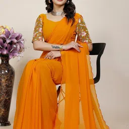K 5 Fashion Embroidered Pure Georgette Saree image 3