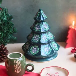 WEAVING HOMES Green & White 3 Pcs Mug Plate & Christmas Tree Combo Gift Set image 2