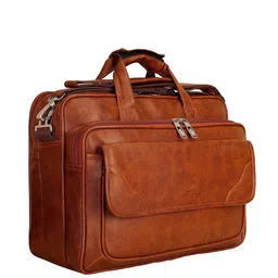 Leather World Unisex Solid Zip Laptop Bag-picture-24