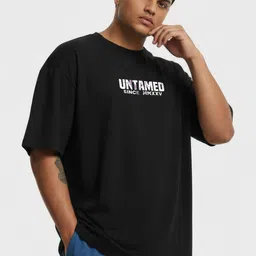 FFLIRTYGO Men Printed Drop-Shoulder Sleeves Pure Cotton T-shirt-picture-44