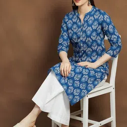 Melange by Lifestyle Women Geometric Printed Daily Cotton Straight Kurta-picture-30