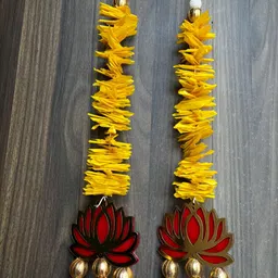 Nutts 2-Pcs Red & Yellow Wooden Lotus Hanging FestiveDecor-picture-22