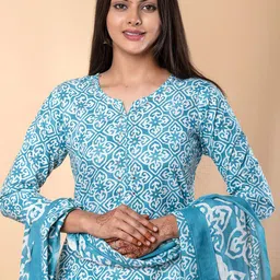 Readiprint Women Ethnic Motifs Printed Cotton Kurta with Trousers & Dupatta image 5