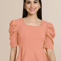 Mast & Harbour Women Pack Of 2 Puff Sleeve Peplum Top image 2