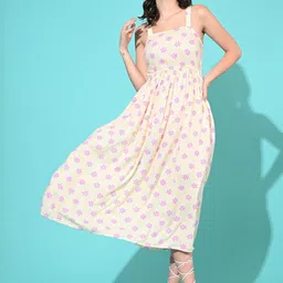 SMERA MART Floral Print A-Line Maxi Dress-image-15