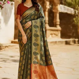 Moda Rapido Green Woven Design Silk Cotton Kanjeevaram Sarees-picture-40