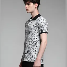 Jack & Jones Men Graphic Printed Polo Collar Cotton T-shirt image 3