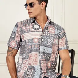 bs blue squad Men's Regular Fit Geometric Printed Casual Shirt-picture-11