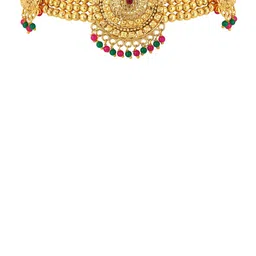 Peora Gold-Plated Beaded & Stones Studded Jewellery Set image 5