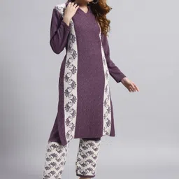 ZEPPI Women Lavender Wool Blend Co-Ord Set image 2