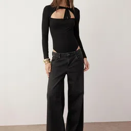 Trendyol Women Solid Tie Up Neck Bodysuit-picture-33