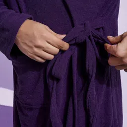 HotGown Purple Bath Robe With  Front Pockets image 4
